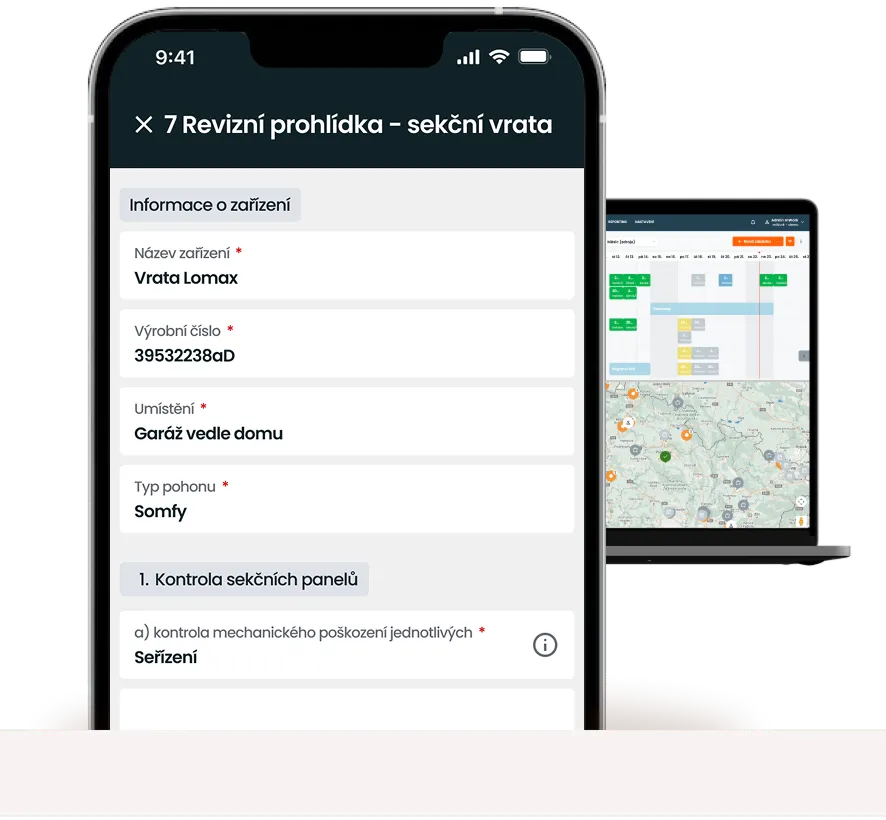 Montáž a servis vratových a garážových systémů s mWork365