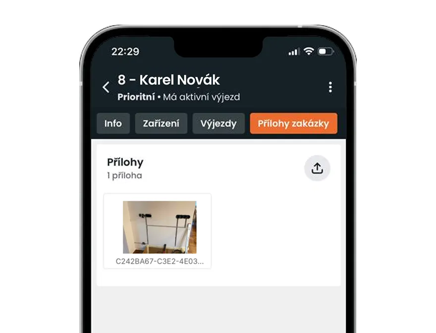 Přílohy a fotodokumentace v aplikaci mWork365
