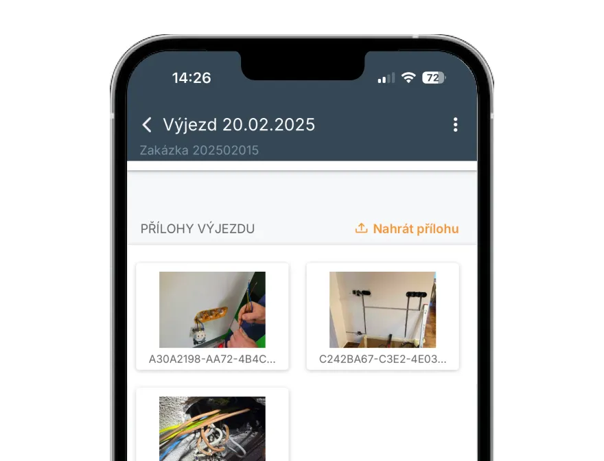 Přílohy a fotodokumentace v aplikaci mWork365